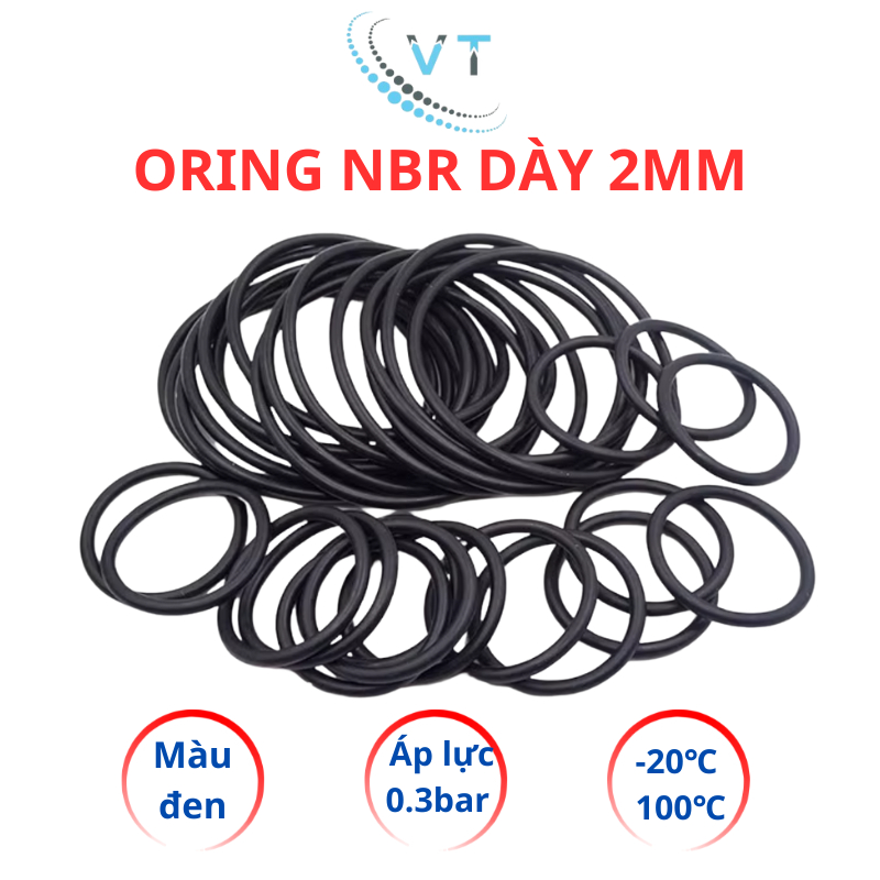 [Túi 20 Sợi] Gioăng Cao Su Oring NBR Dày 2mm - OD 5mm đến 20mm - Sim Cao Su Tròn Chịu Dầu, Chống Rò Rỉ Nước