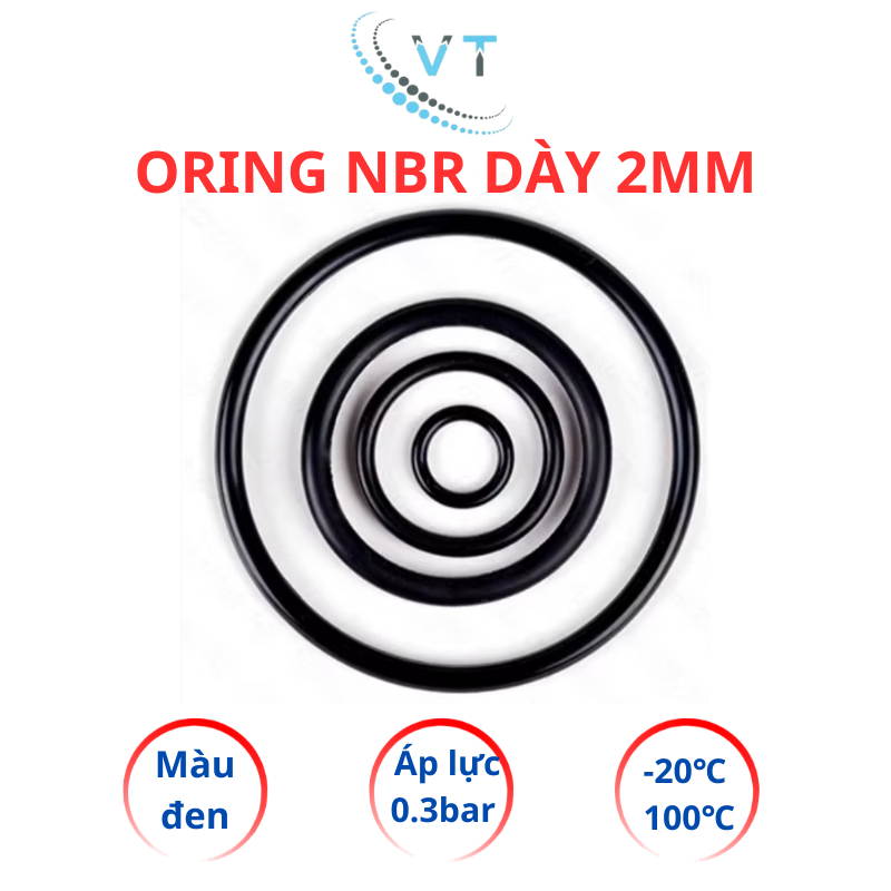 [Túi 20 Sợi] Gioăng Cao Su Oring NBR Dày 2mm - OD 5mm đến 20mm - Sim Cao Su Tròn Chịu Dầu, Chống Rò Rỉ Nước