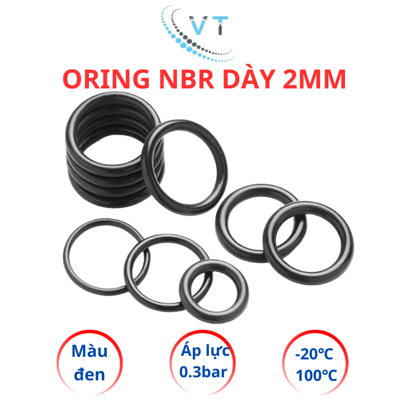 [Túi 20 Sợi] Gioăng Cao Su Oring NBR Dày 2mm - OD 5mm đến 20mm - Sim Cao Su Tròn Chịu Dầu, Chống Rò Rỉ Nước