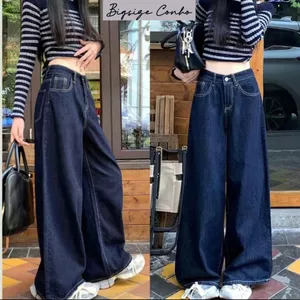 Quần Jean Suông Ống Rộng Kiểu Lưng Cao Bigsize Nữ,Quần Bò Ống Rộng Big Size Dễ Phối Đồ Q535