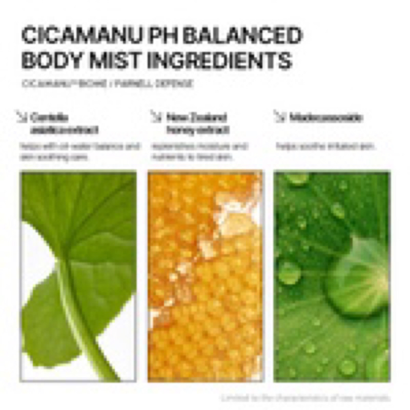 Xịt dưỡng thể cân bằng độ pH Cicamanu Parnell 150ml