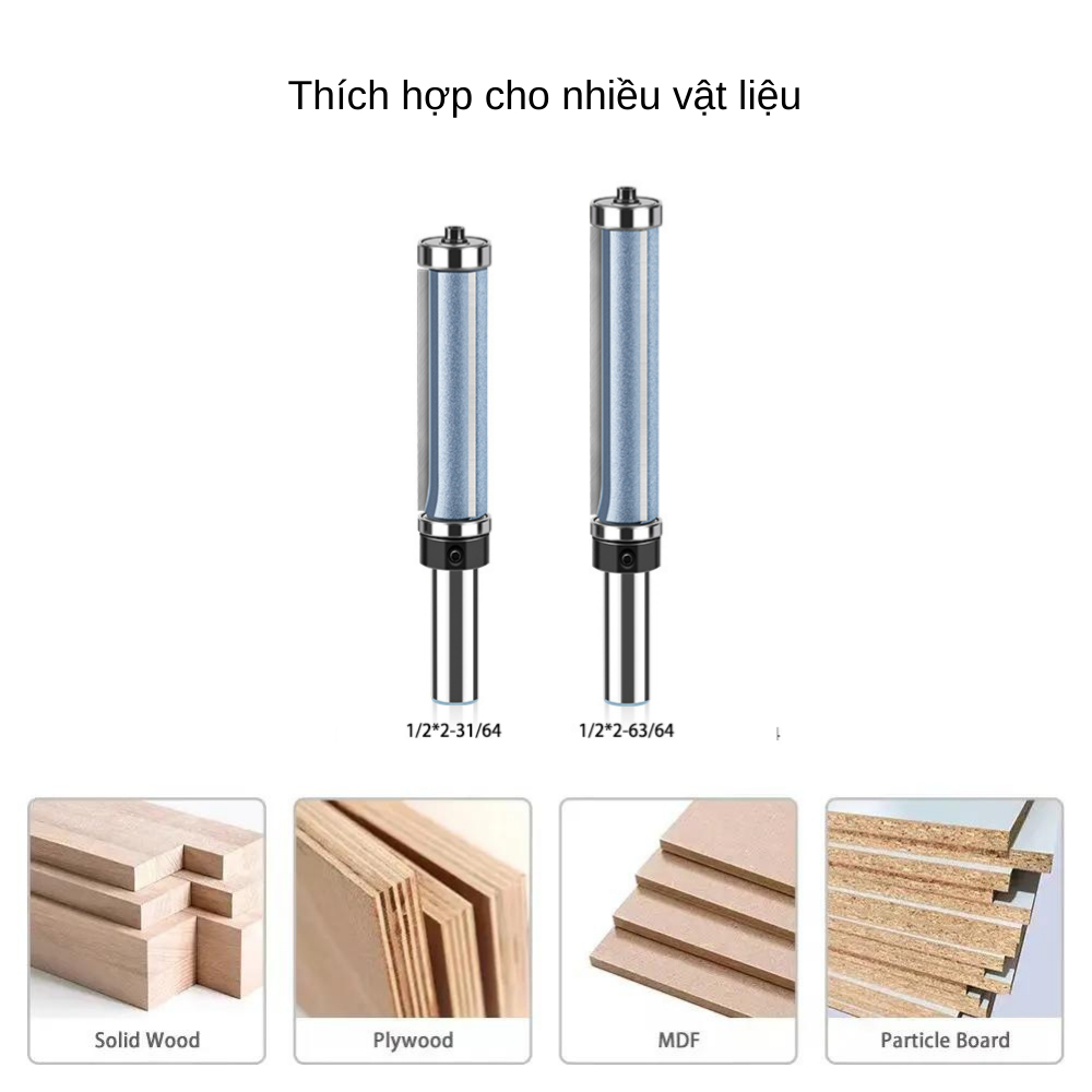 MŨI SOI GỖ - MŨI PHAY GỖ LẤY NỀN 3 CÁNH 2 BI CAO CẤP - ĐÁNH NỀN, BÀO CONG GỖ NỘI THẤT