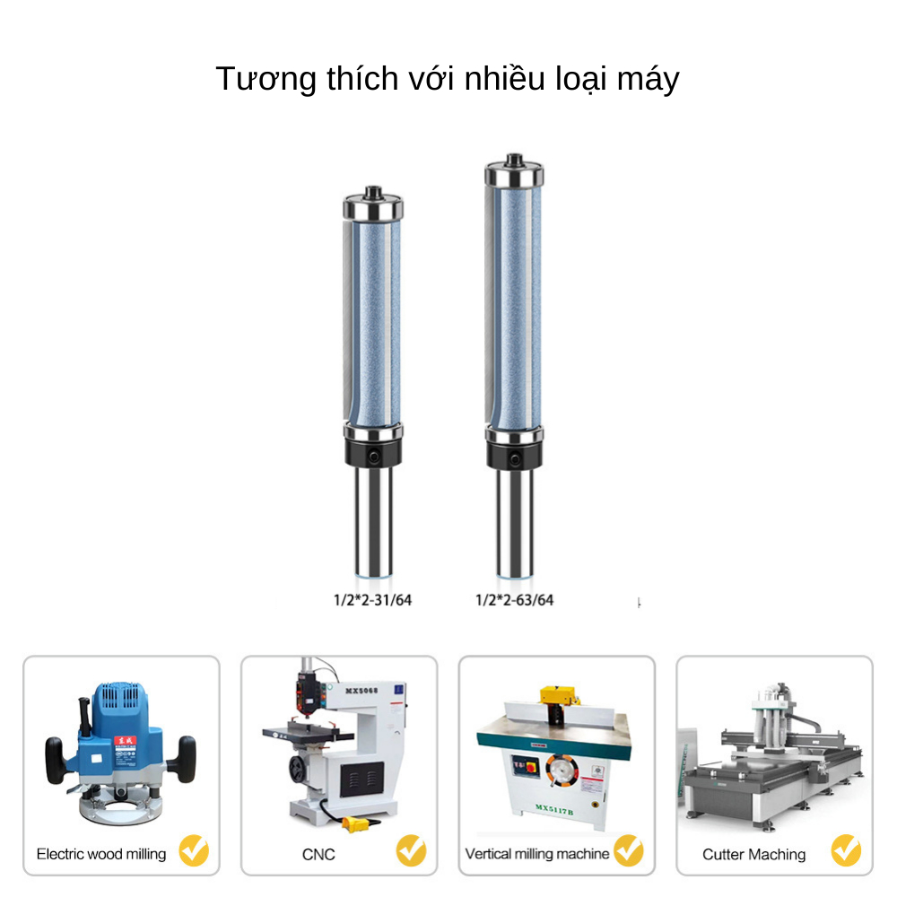 MŨI SOI GỖ - MŨI PHAY GỖ LẤY NỀN 3 CÁNH 2 BI CAO CẤP - ĐÁNH NỀN, BÀO CONG GỖ NỘI THẤT