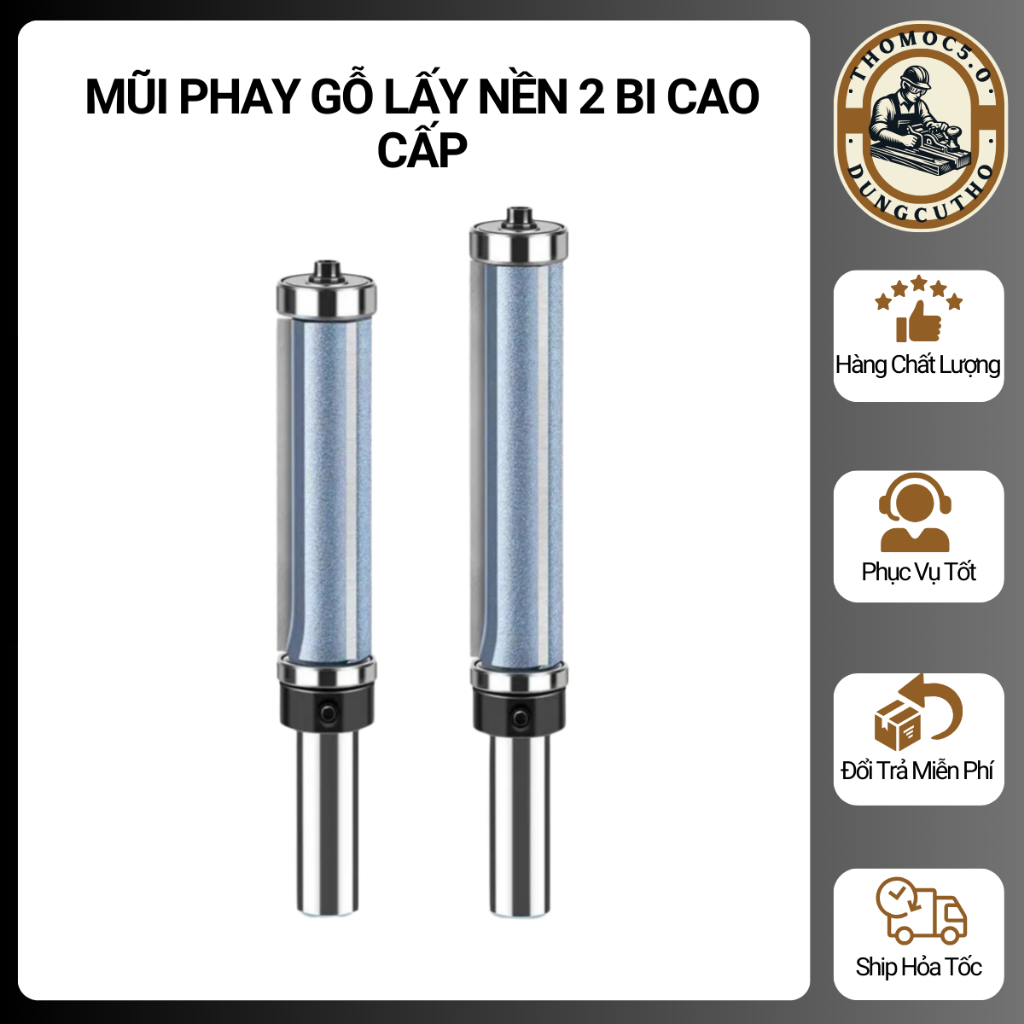 MŨI SOI GỖ - MŨI PHAY GỖ LẤY NỀN 3 CÁNH 2 BI CAO CẤP - ĐÁNH NỀN, BÀO CONG GỖ NỘI THẤT