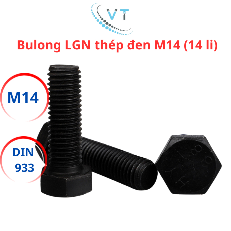 Bulong Lục Giác Ngoài Thép Đen 8.8 M14 (14 Li) - Bu Lông Chịu Lực Cao Cấp Đủ Size 30mm - 150mm