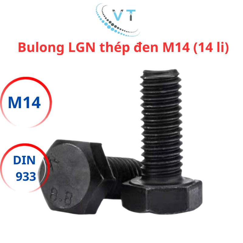 Bulong Lục Giác Ngoài Thép Đen 8.8 M14 (14 Li) - Bu Lông Chịu Lực Cao Cấp Đủ Size 30mm - 150mm