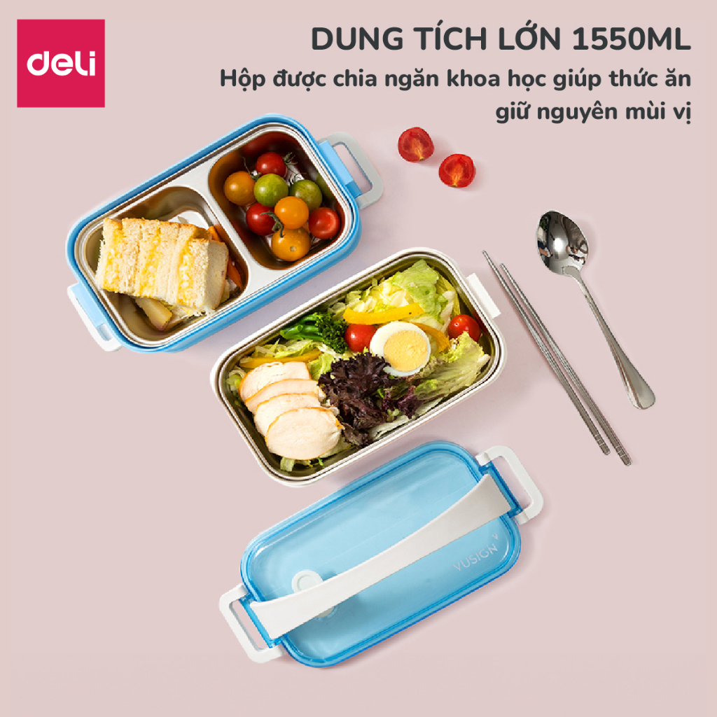 Hộp Cơm Giữ Nhiệt Inox 304 Deli, Hộp Cơm Văn Phòng An Toàn Tiện Dụng Có Thể Sử Dụng Cho Lò Vi Sóng