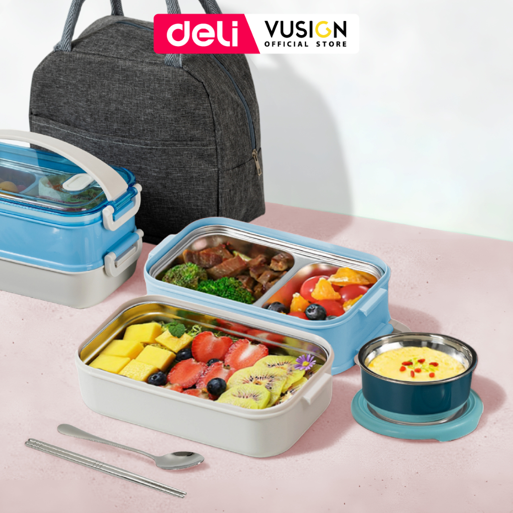 Hộp Cơm Giữ Nhiệt Inox 304 Deli, Hộp Cơm Văn Phòng An Toàn Tiện Dụng Có Thể Sử Dụng Cho Lò Vi Sóng