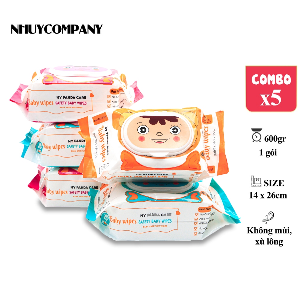 Combo mua 5 tặng 1 khăn ướt gấu Ny Baby Wipes gói to (Màu ngẫu nhiên) không paraben | Như Ý Company