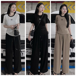 Đồ bộ nữ ngắn tay mùa hè ,Bộ Thun Nữ quần ống suông MIN MIN size 40-60 kg, chất thun tăm mềm mại co dãn mặc thoải mái