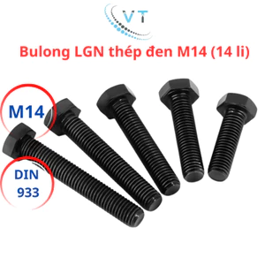 Combo 5 con Bulong lục giác ngoài thép đen 8.8 M14 (14 li) đủ size 30mm - 150mm