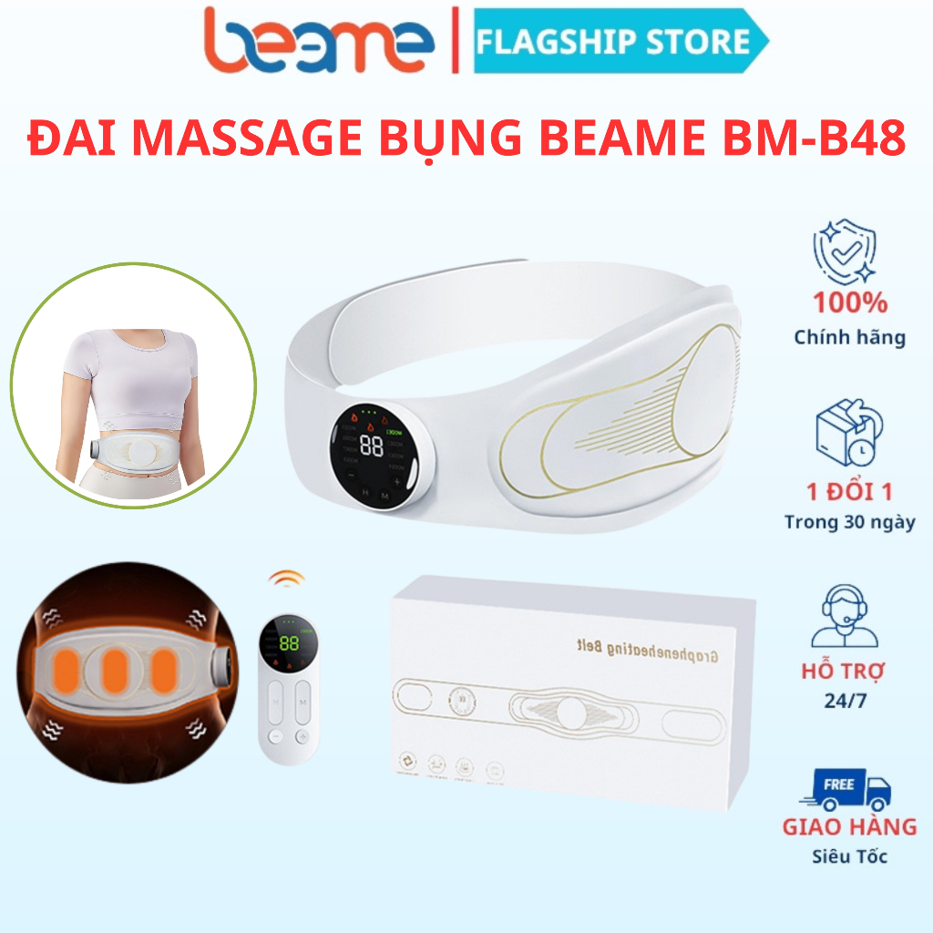 Đai Massage Giảm Mỡ Bụng Xung Điện EMS Beame BM-B48 , Rung Nhiệt, Giảm ...