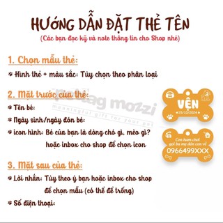 Combo Thẻ tên inox và dây da khắc tên chó mèo | Mozzi