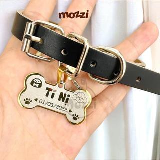 Combo Thẻ tên inox và dây da khắc tên chó mèo | Mozzi