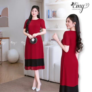 Đầm Thiết Kế EMY Thời Trang Cao Cấp EM7666 Vải Chiffon Đỏ Đô Sang Chảnh Đi Tiệc