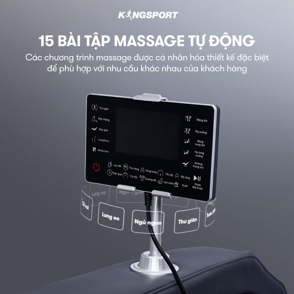 CHỈ GIAO MIỀN NAM | Ghế massage KINGSPORT G14 công nghệ massage Kingtech Touch Premium, 15 bài massage cao cấp