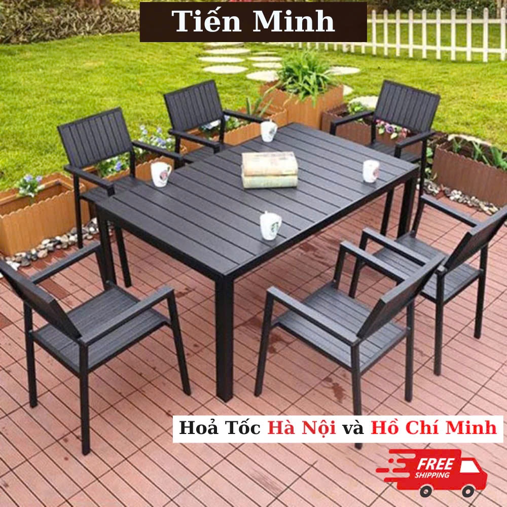Bộ bàn ghế sân vườn ngoài trời HCN Bộ bàn ghế ban công ngoài trời nhôm đúc Bàn ghế ngoài trời - HP13