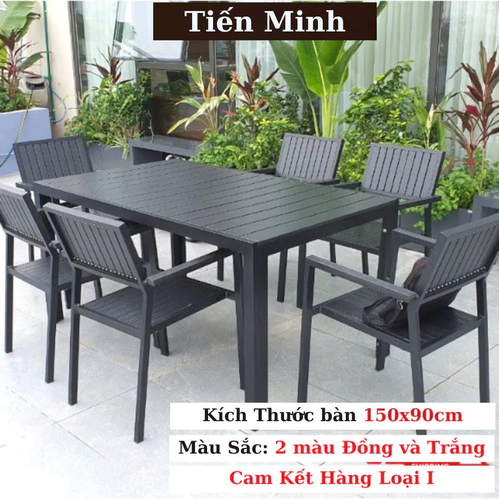 Bộ bàn ghế sân vườn ngoài trời HCN Bộ bàn ghế ban công ngoài trời nhôm đúc Bàn ghế ngoài trời - HP13