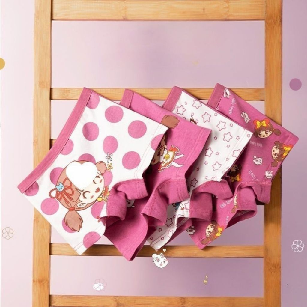 Combo 4 Quần Lót Bé Gái Chất Liệu Cotton Cao Cấp, Quần Chip Trẻ Em Dáng Đùi Êm Ái ZANABRA L8009