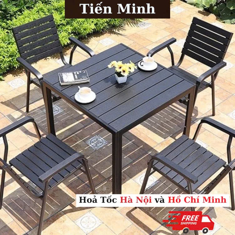 Bộ bàn ghế sân vườn ngoài trời Vuông Bàn ghế ban công ngoài trời nhôm đúc Bàn ghế ngoài trời - HP22