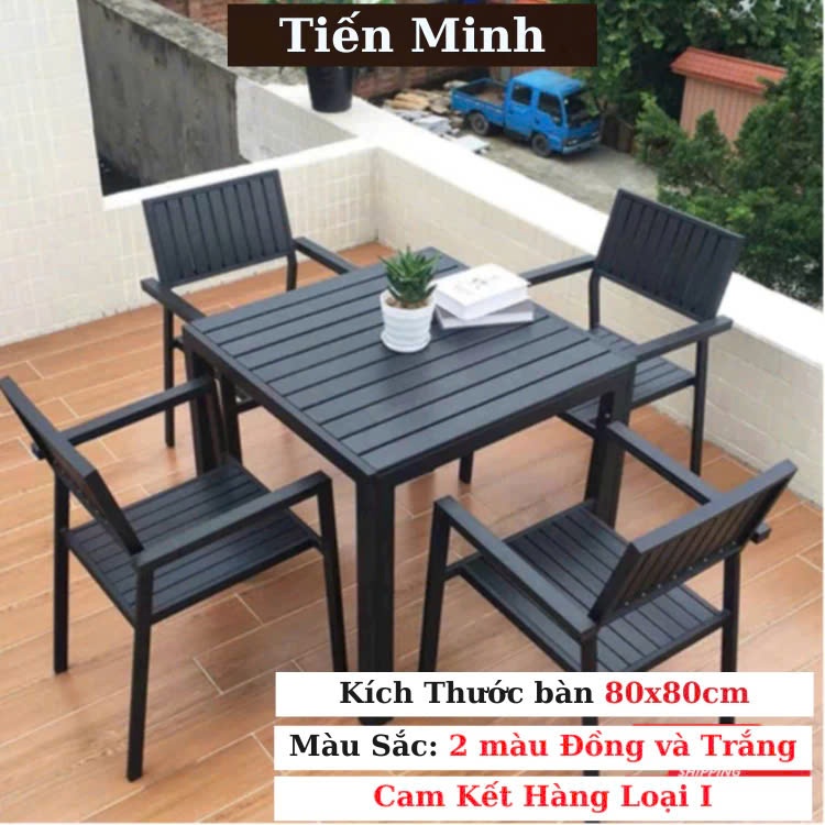 Bộ bàn ghế sân vườn ngoài trời Vuông Bàn ghế ban công ngoài trời nhôm đúc Bàn ghế ngoài trời - HP22