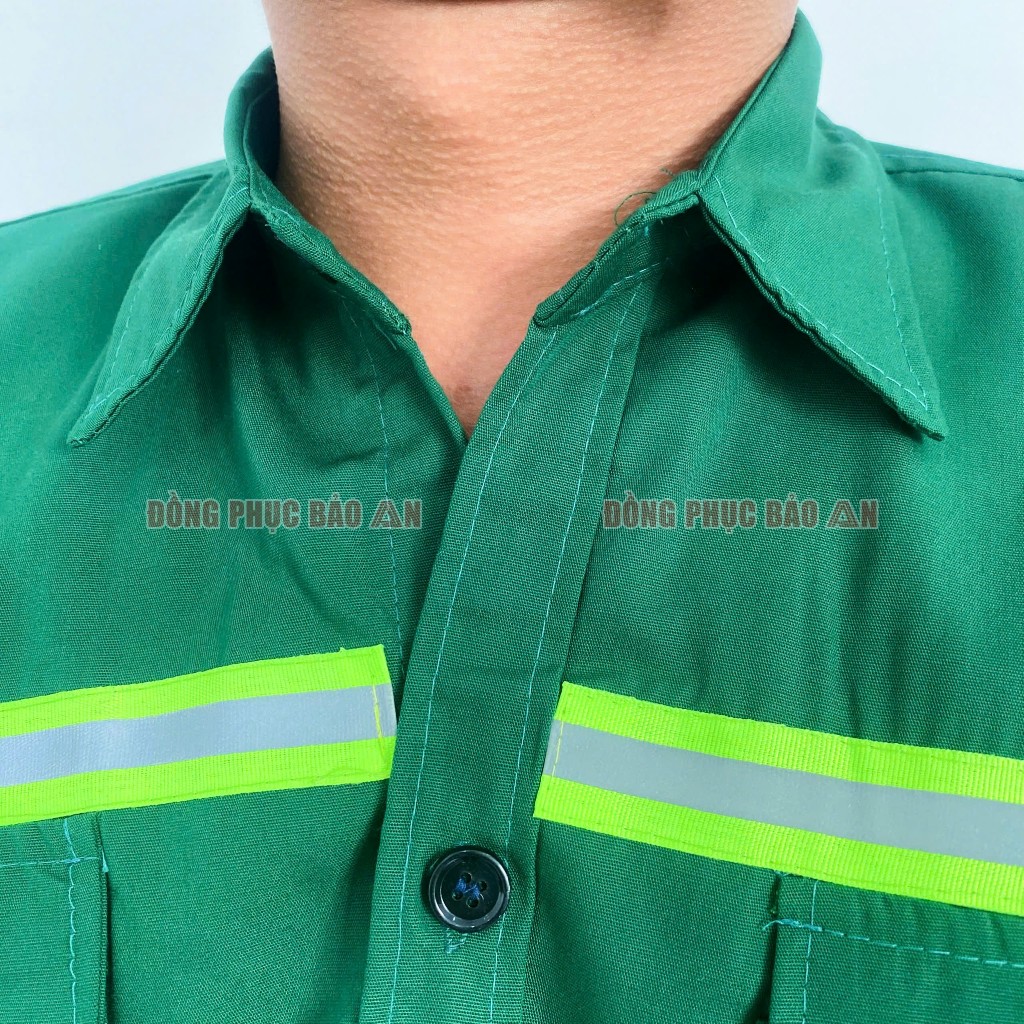 Áo Bảo Hộ Màu Xanh lá Phản Quang -Đồng Phục Bảo Hộ Cho Kỹ Sư, Công Nhân Xây Dựng, Công Nhân Vệ Sinh