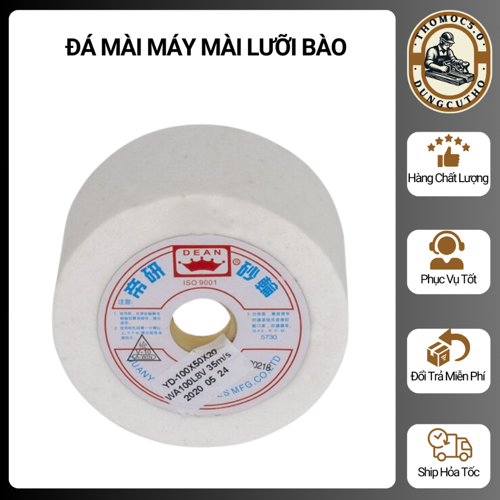 ĐÁ MÀI LƯỠI BÀO HÌNH TRỤ JNM700 – 100x50x20MM – ĐÁ MÀI MÁY JNM700 NHÁM MÀU TRẮNG