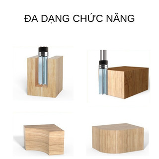 Mũi phay gỗ, mũi soi thẳng lấy nền 3 cánh 2 bi dưới cốt 12.7mm