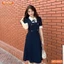 Đầm thiết kế BEMINE cổ đức đính nơ tay ngắn phối viền dáng chữ A phù hợp đi làm, đi dạo phố-MT10057