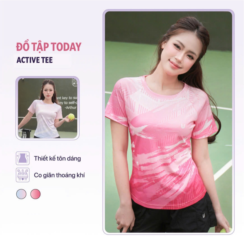 Áo thể thao chạy bộ nữ Active Tee Today U Wear chơi cầu lông tập pickleball thấm hút mồ hôi thoáng mát