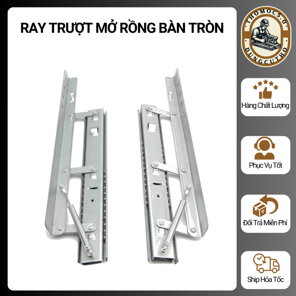 Ray trượt mở rộng bàn tròn, bàn ăn, thông minh - Thép không rỉ [BH 6 Tháng]