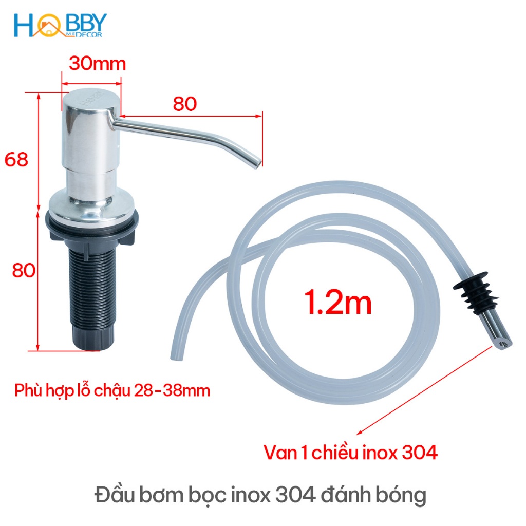 Vòi bơm hút nước rửa chén inox 304 bóng Hobby Home Decor NRC5