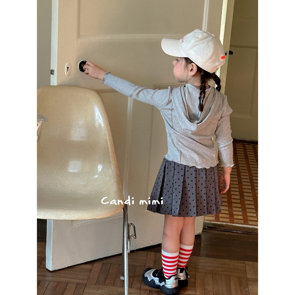 CANDIMIMI Áo cotton dài tay có mũ cài khuy - Phong cách Hàn Quốc