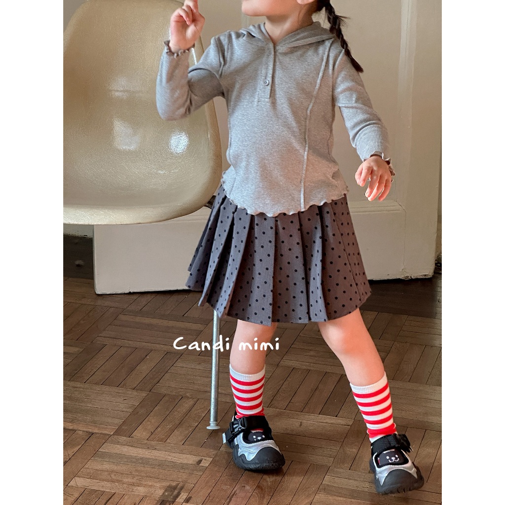 CANDIMIMI Áo cotton dài tay có mũ cài khuy - Phong cách Hàn Quốc