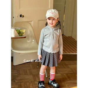 CANDIMIMI Áo cotton dài tay có mũ cài khuy - Phong cách Hàn Quốc