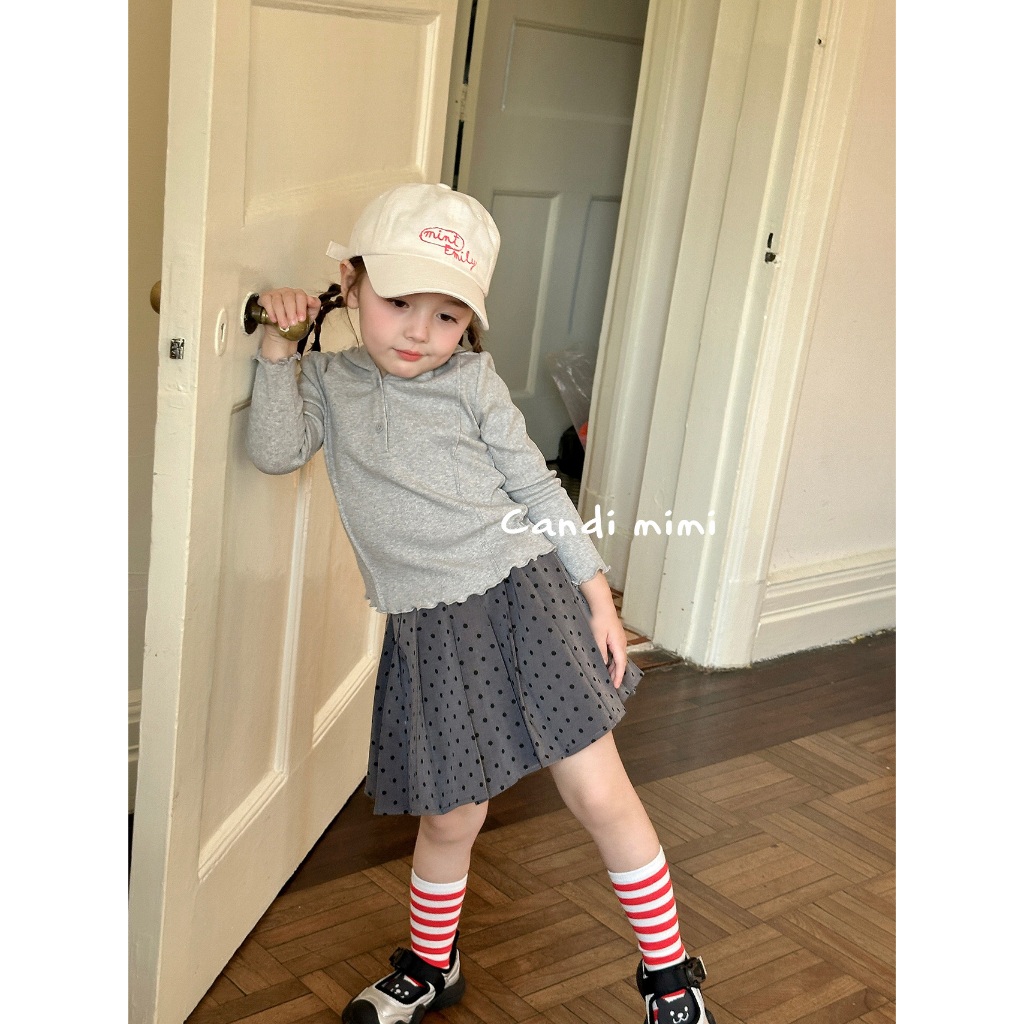 CANDIMIMI Áo cotton dài tay có mũ cài khuy - Phong cách Hàn Quốc
