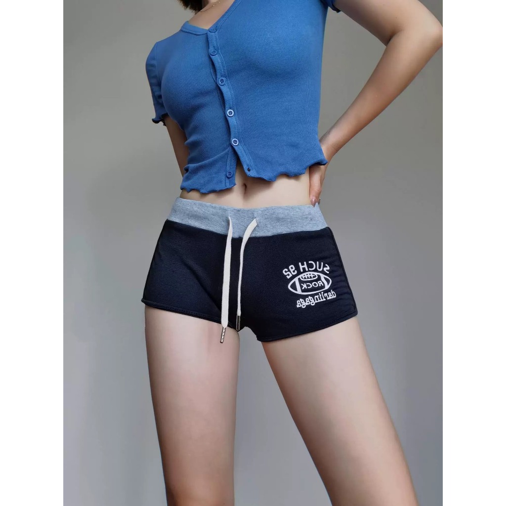 (sẵn)Quần short đùi vải ngắn cạp trễ chun chất thun màu đen dáng ôm SUCH 92 phong cách năng động thể thao nữ - Tiktik