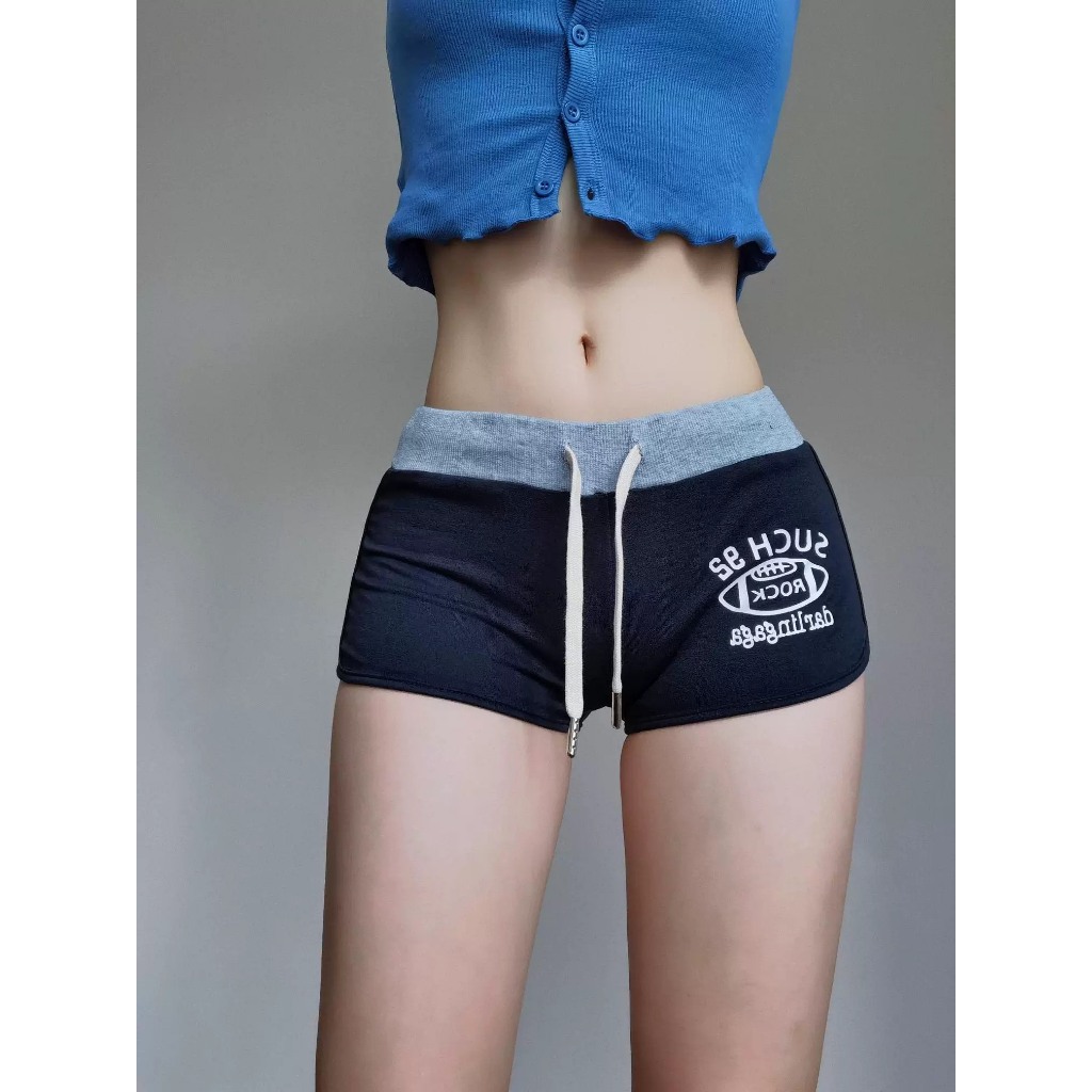 (sẵn)Quần short đùi vải ngắn cạp trễ chun chất thun màu đen dáng ôm SUCH 92 phong cách năng động thể thao nữ - Tiktik