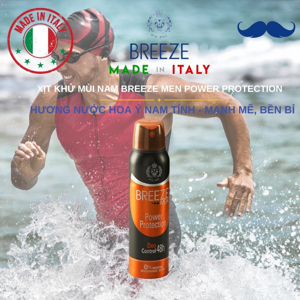 [SIÊU ƯU ĐÃI 50%] Xịt Khử Mùi Nam Breeze Men Power Protection 150ml – Hương Nước Hoa Ý – Khử Mùi 48h