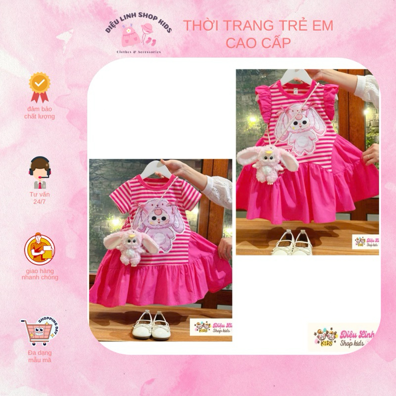 Đầm Baby three Hồng sen dáng xoè,siêu đẹp cho bé gái 8-36kg( không kèm gấu )DL61- Váy cho bé Diệu Linh shop kids