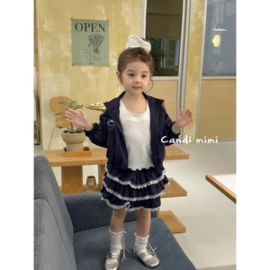 CANDIMIMI Set áo khoác gió in nơ và chân váy cao cấp - Phong cách Hàn Quốc