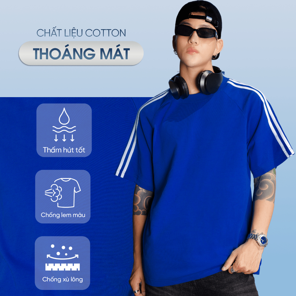 Ảnh Áo thun phom rộng 3 SỌC raglan CAPMAN CLUB, áo phông unisex local brand trẻ trung, thoải mái 3