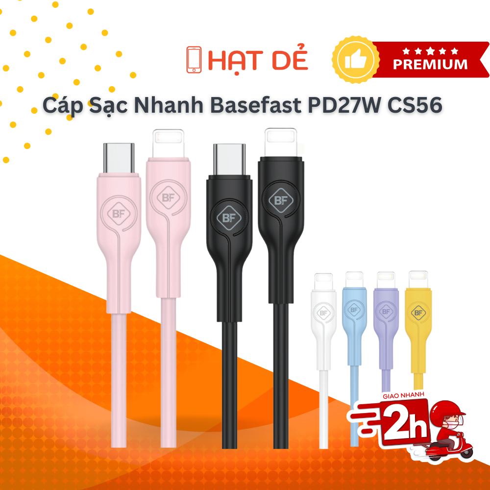 Cáp Sạc Nhanh Mercury Seri 27W CS56 Chính Hãng Basefast Cao su non chống quá tải nhiệt
