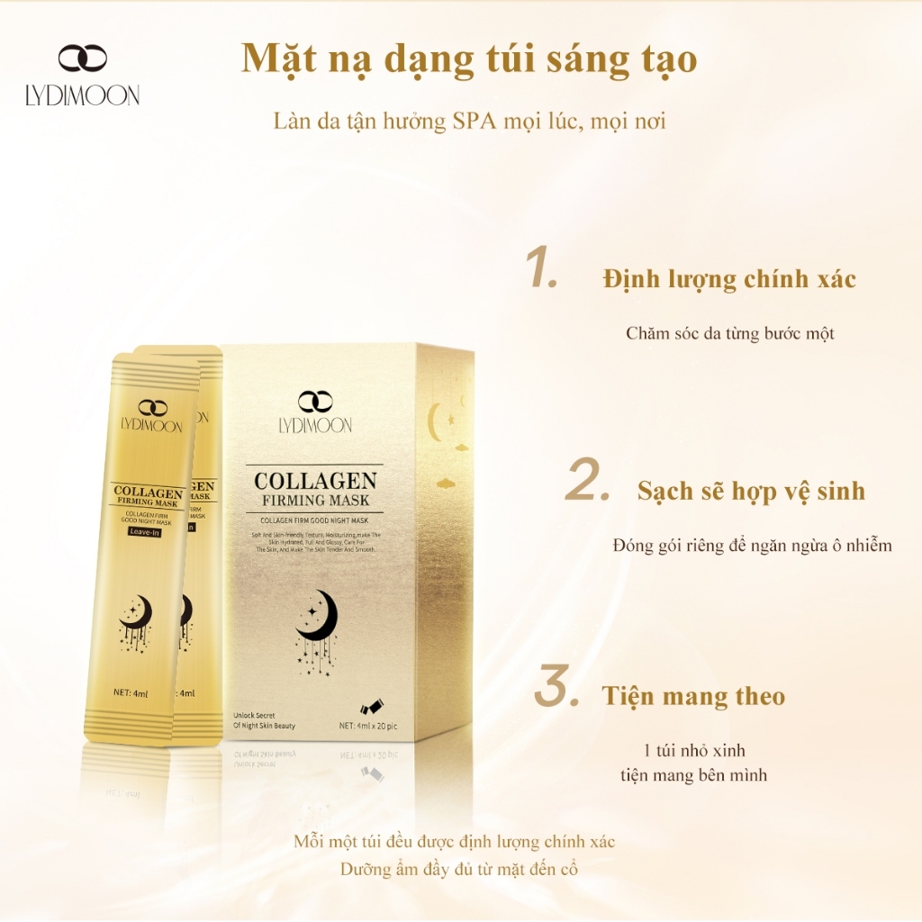Mặt nạ ngủ Mặt nạ thạch collagen Mặt nạ làm trắng Dưỡng ẩm Chống nhăn Thu nhỏ lỗ chân lông 4ml*20pcs