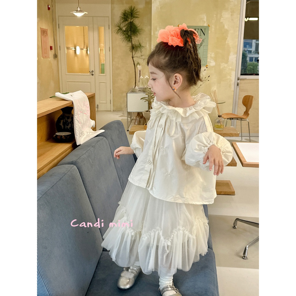 CANDIMIMI Áo sơ mi cotton cao cấp cổ cách điệu - Phong cách Hàn Quốc