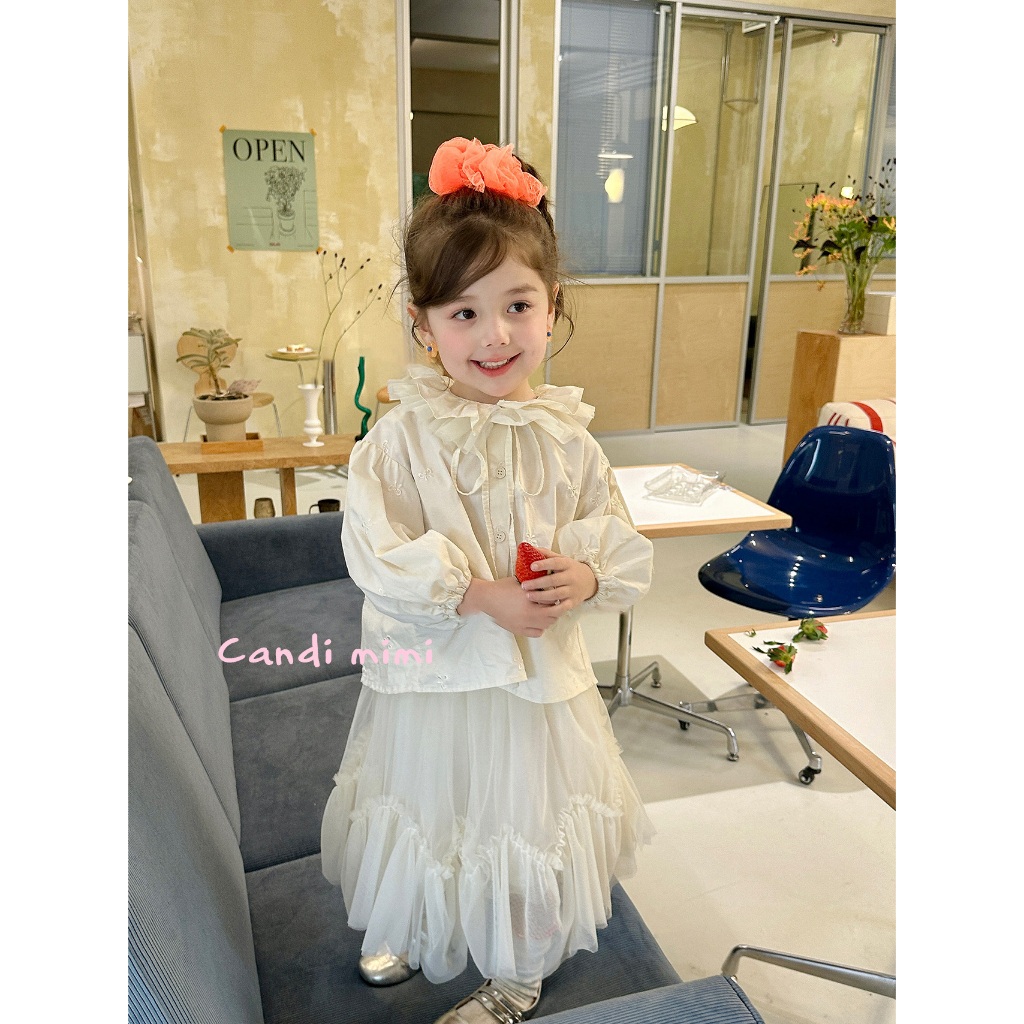 CANDIMIMI Áo sơ mi cotton cao cấp cổ cách điệu - Phong cách Hàn Quốc