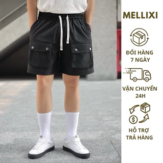 Quần short kaki túi hộp, quần đùi kaki túi hộp nam nữ from dáng Hàn Quốc trẻ trung basic Box short MELLIXI