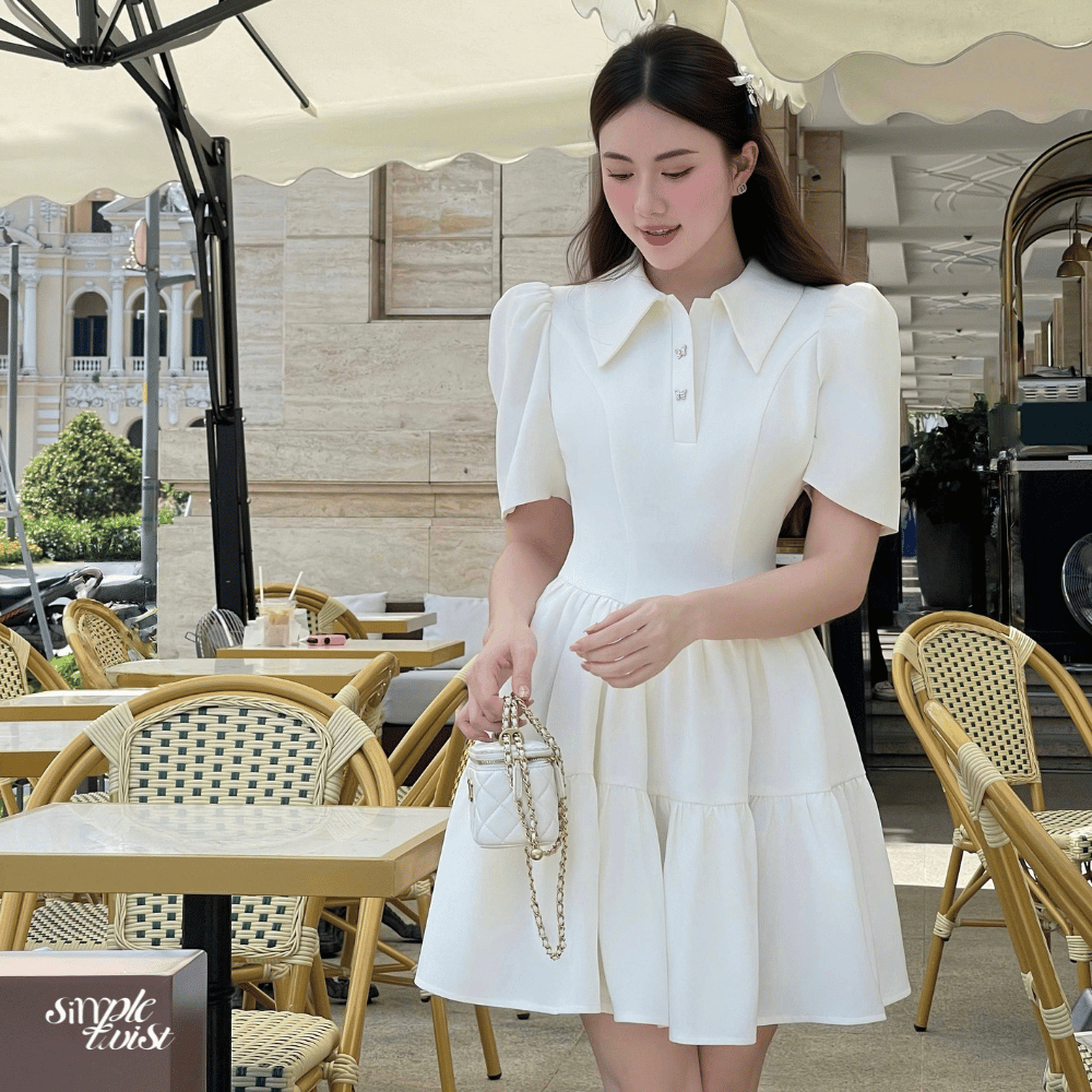 Ảnh Đầm váy tiểu thư thanh lịch dáng xòe màu kem BLAIR DRESS dành cho nữ - Simple Twist 2