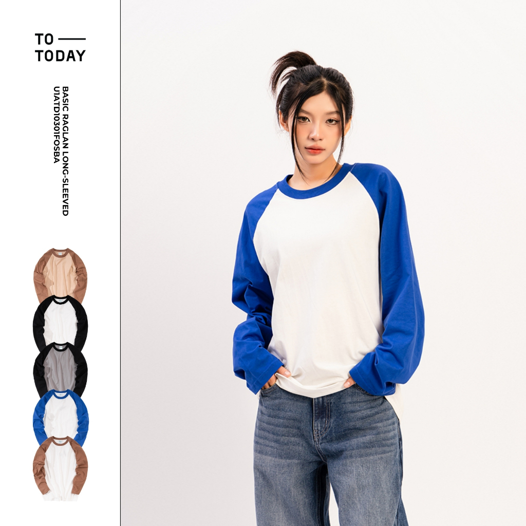 Áo Thun Tay Dài Raglan Nam Nữ Unisex Trơn, Cotton 100% 230gsm, Không ...