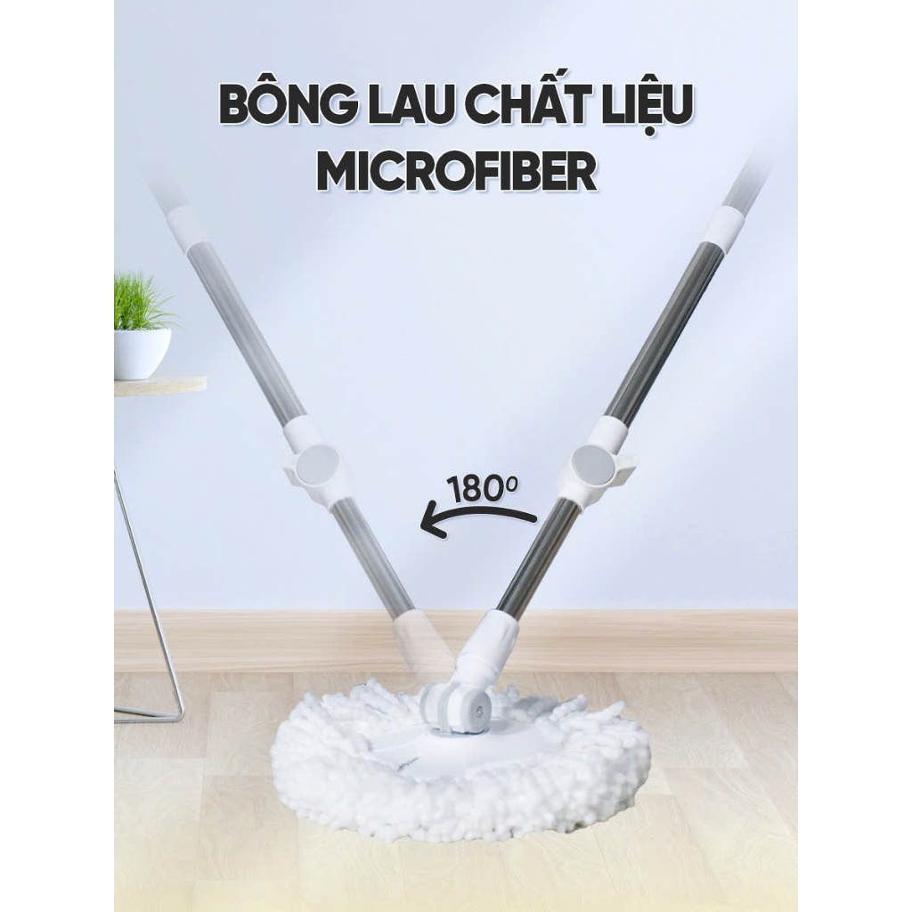 [Võ Hà Linh x MyJae] Bộ Lau Nhà Tròn MyJae Tiện Lợi Thông Minh Giặt Vắt 2 Trong 1